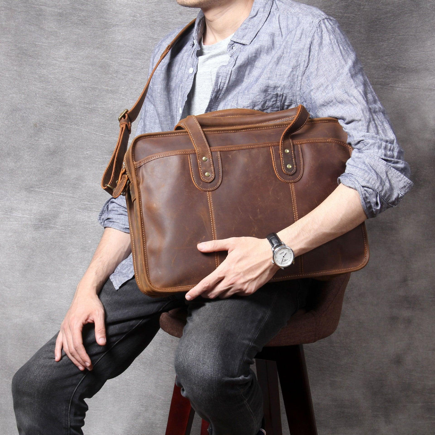 BOLSO DE CUERO UNISEX Traff VGN6740
