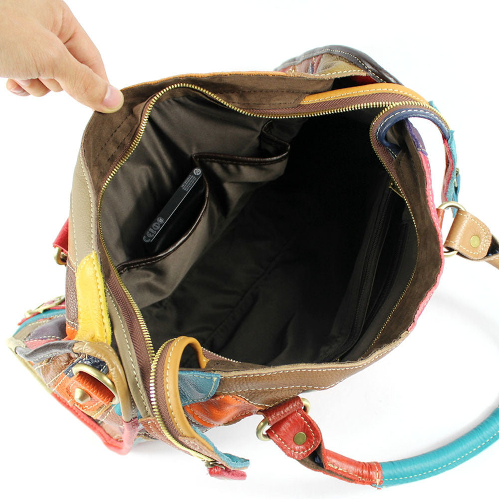 Bolso de Mujer Traff de Cuero Auténtico a Cuadros