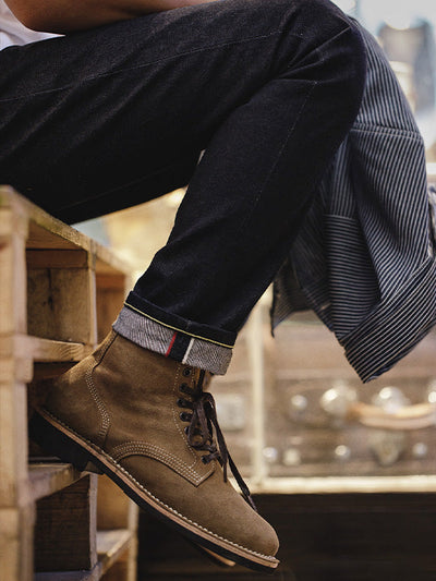 Traff Botas de Trabajo Vintage de Ante