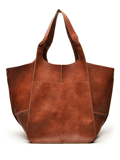 Bolso Tote Portátil de Cuero Suave y Grande