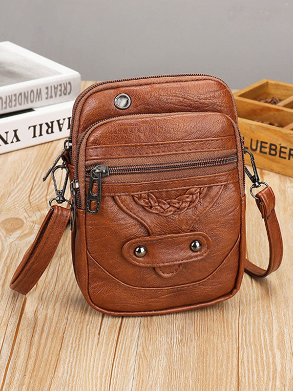 Bolso Cruzado de Cuero Lavado con Estilo Vintage