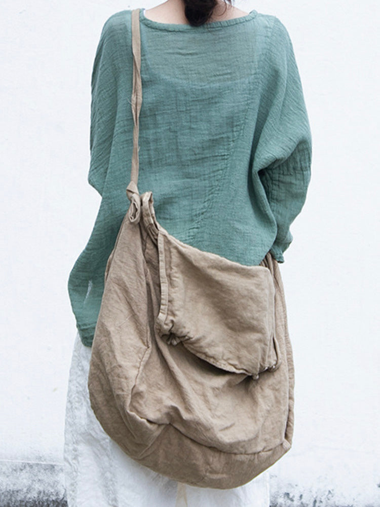Bolso de Hombro de Algodón y Lino