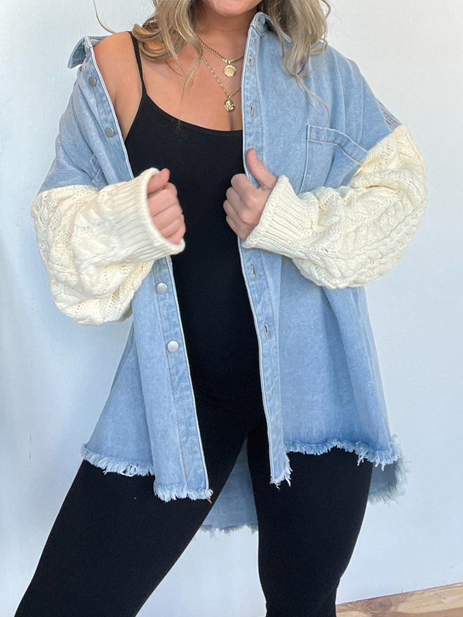 Traff Mia Suéter de Manga de Denim