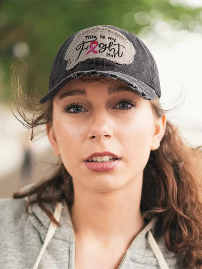 Gorra de Béisbol Rosa Desgastada con Bordado