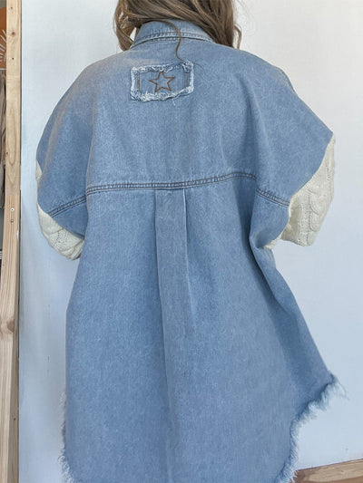 Traff Mia Suéter de Manga de Denim