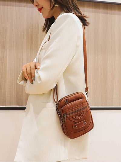 Bolso Cruzado de Cuero Lavado con Estilo Vintage