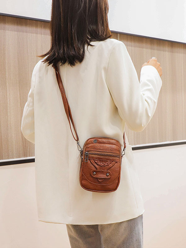 Bolso Cruzado de Cuero Lavado con Estilo Vintage