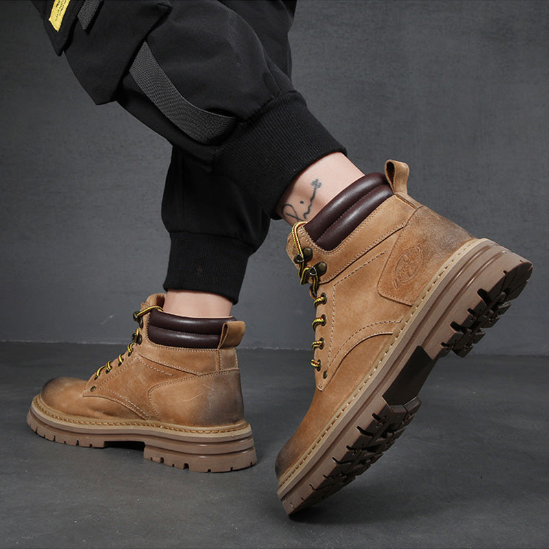 Traff Botas de Trabajo de Cuero Marrón