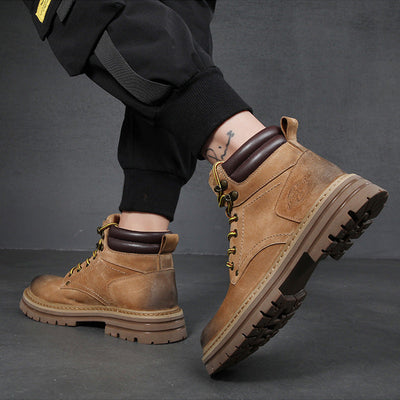 Traff Botas de Trabajo de Cuero Marrón