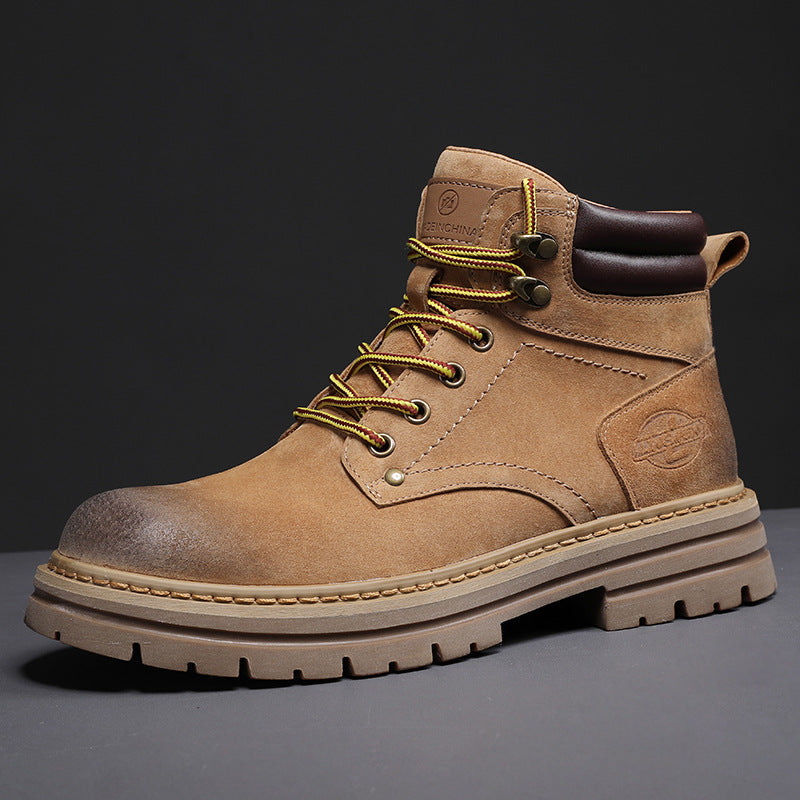 Traff Botas de Trabajo de Cuero Marrón