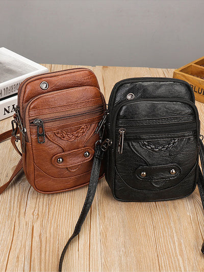 Bolso Cruzado de Cuero Lavado con Estilo Vintage