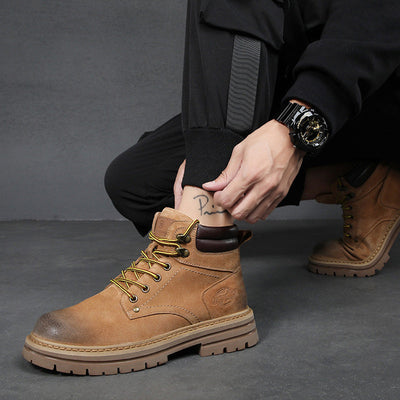 Traff Botas de Trabajo de Cuero Marrón
