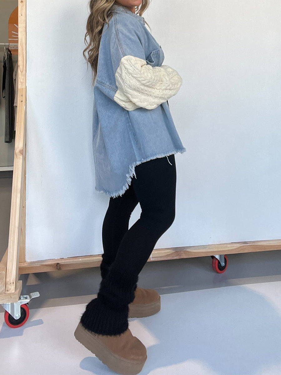 Traff Mia Suéter de Manga de Denim