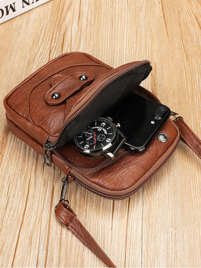 Bolso Cruzado de Cuero Lavado con Estilo Vintage