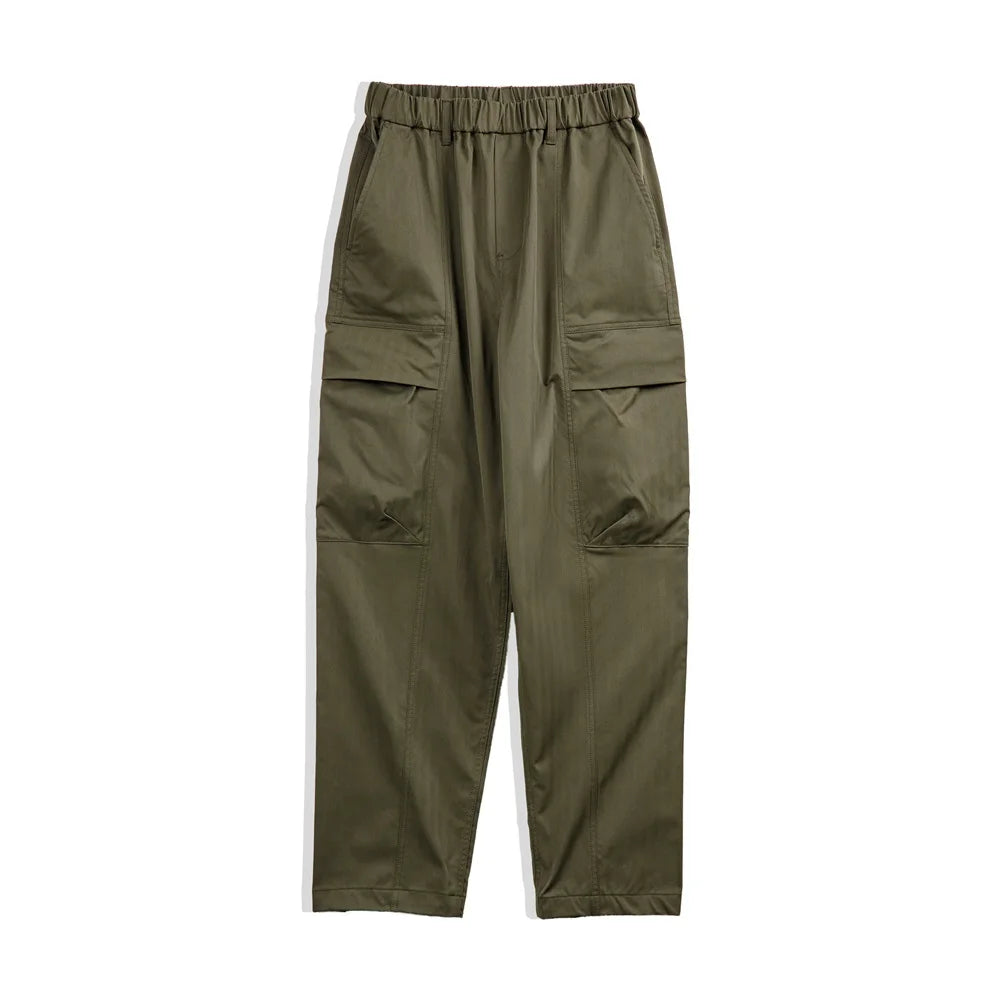 Maden New Retro Multi-pocket Herringbone Casual Pants Vibe Green Straight Trousers for Men's Spring and Fall Fashion Style
