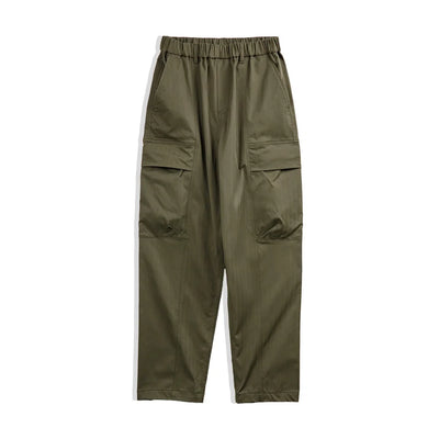 Maden New Retro Multi-pocket Herringbone Casual Pants Vibe Green Straight Trousers for Men's Spring and Fall Fashion Style