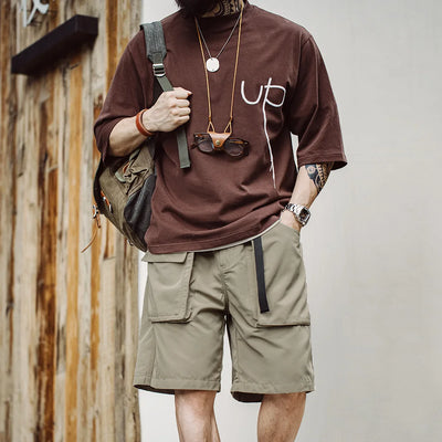 Maden Outdoor Lightweight Functional Solid Shorts Quick Drying Pants Anti Wrinkle Large Pockets Casual Pants for Men's Summer