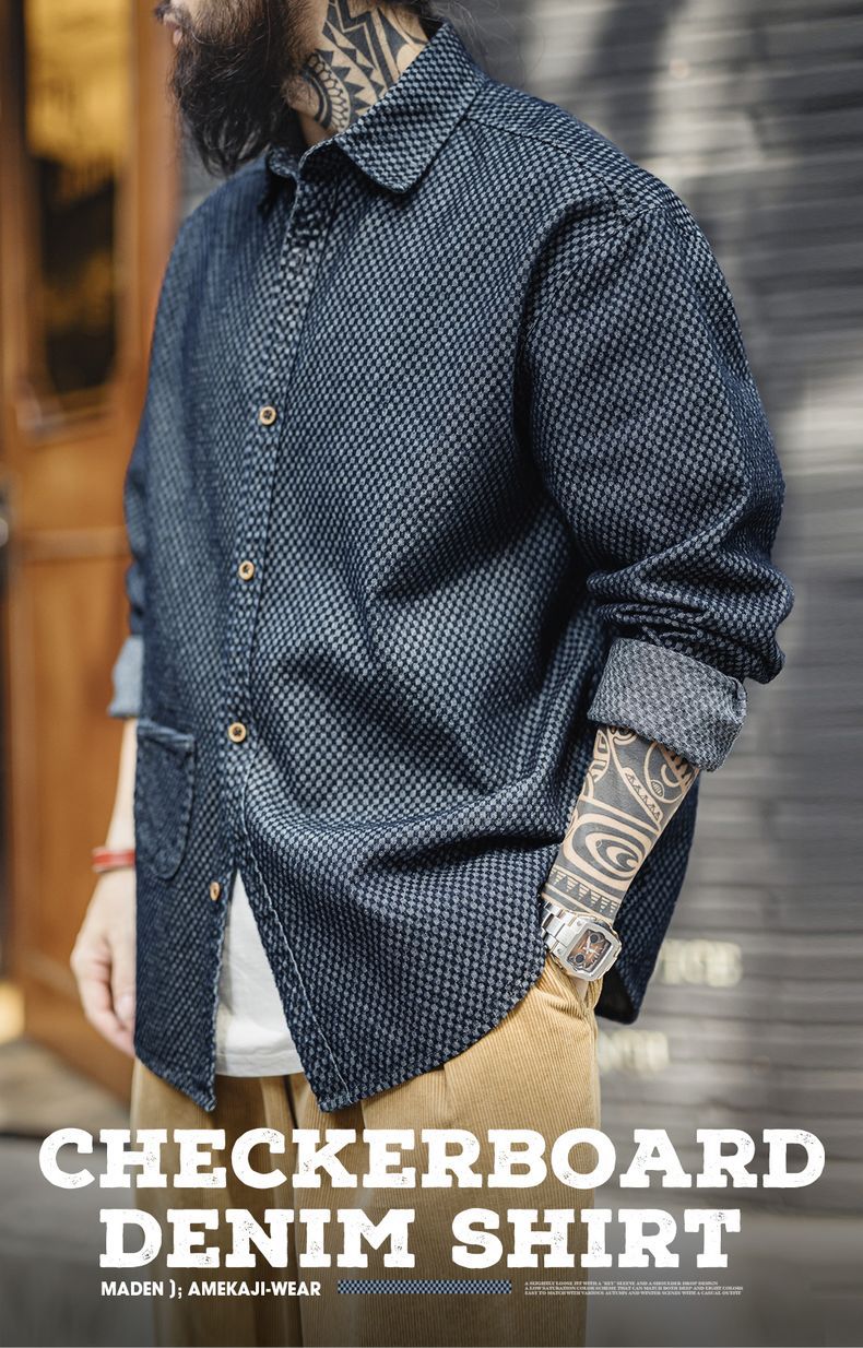 CAMISA DE DENIM CUADROS Traff