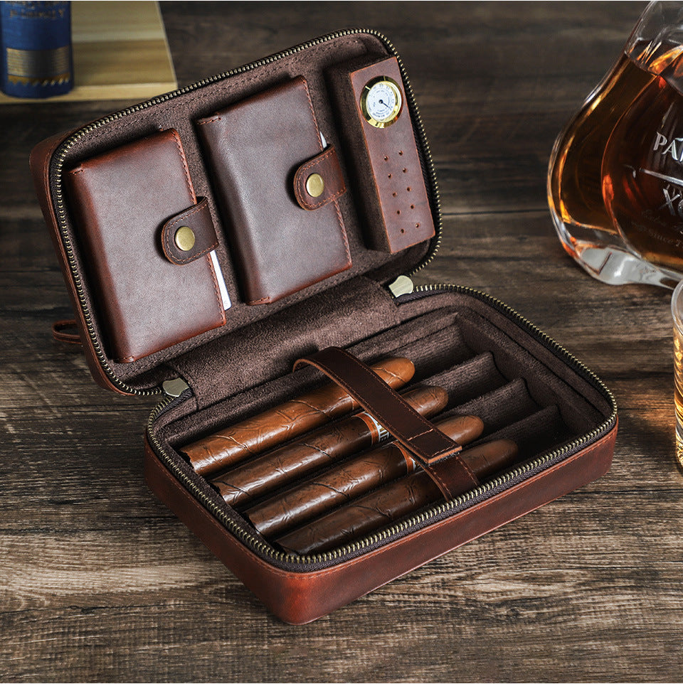 Traff "Cigar Vault Pro" Caja de Puros de Cuero Verdadero