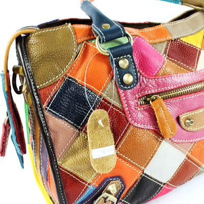 Bolso de Mujer Traff de Cuero Auténtico a Cuadros