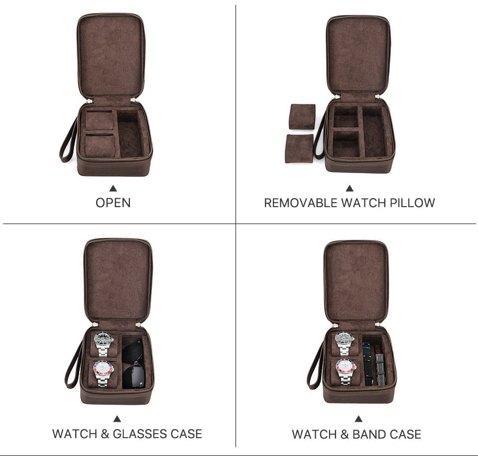Traff Caja Dual Vault de Cuero para Reloj y Gafas