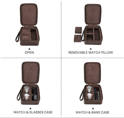 Traff Caja Dual Vault de Cuero para Reloj y Gafas