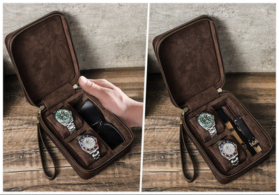 Traff Caja Dual Vault de Cuero para Reloj y Gafas
