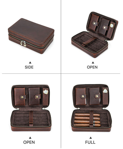 Traff "Cigar Vault Pro" Caja de Puros de Cuero Verdadero