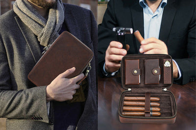 Traff "Cigar Vault Pro" Caja de Puros de Cuero Verdadero