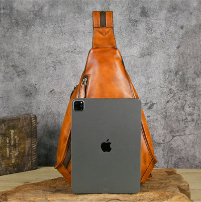 Traff UrbanNomad Mochila de Pecho de Cuero Verdadero