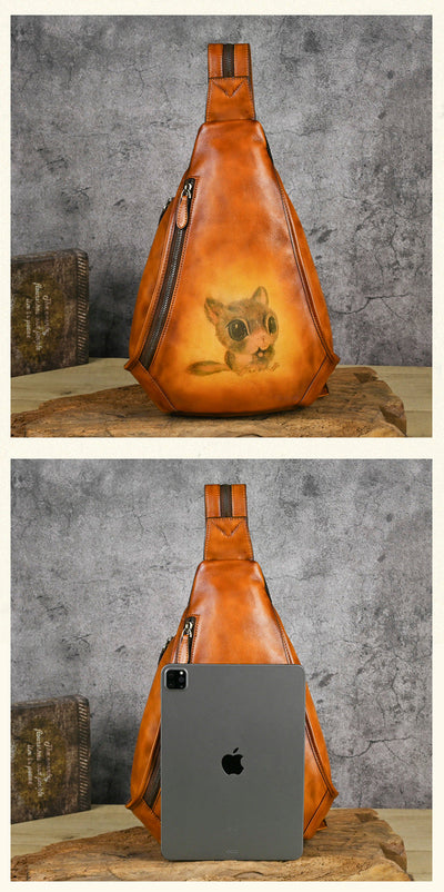 Traff UrbanNomad Mochila de Pecho de Cuero Verdadero