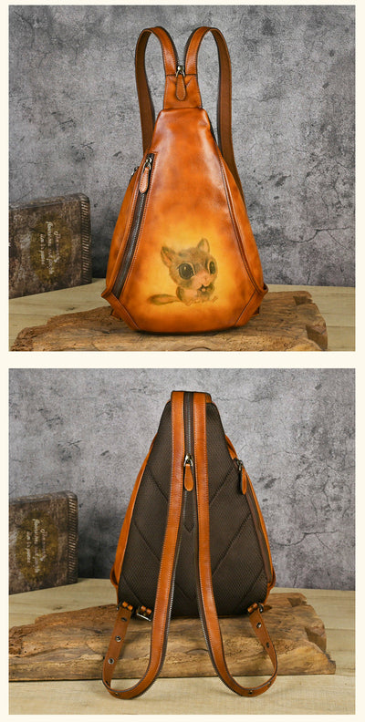 Traff UrbanNomad Mochila de Pecho de Cuero Verdadero