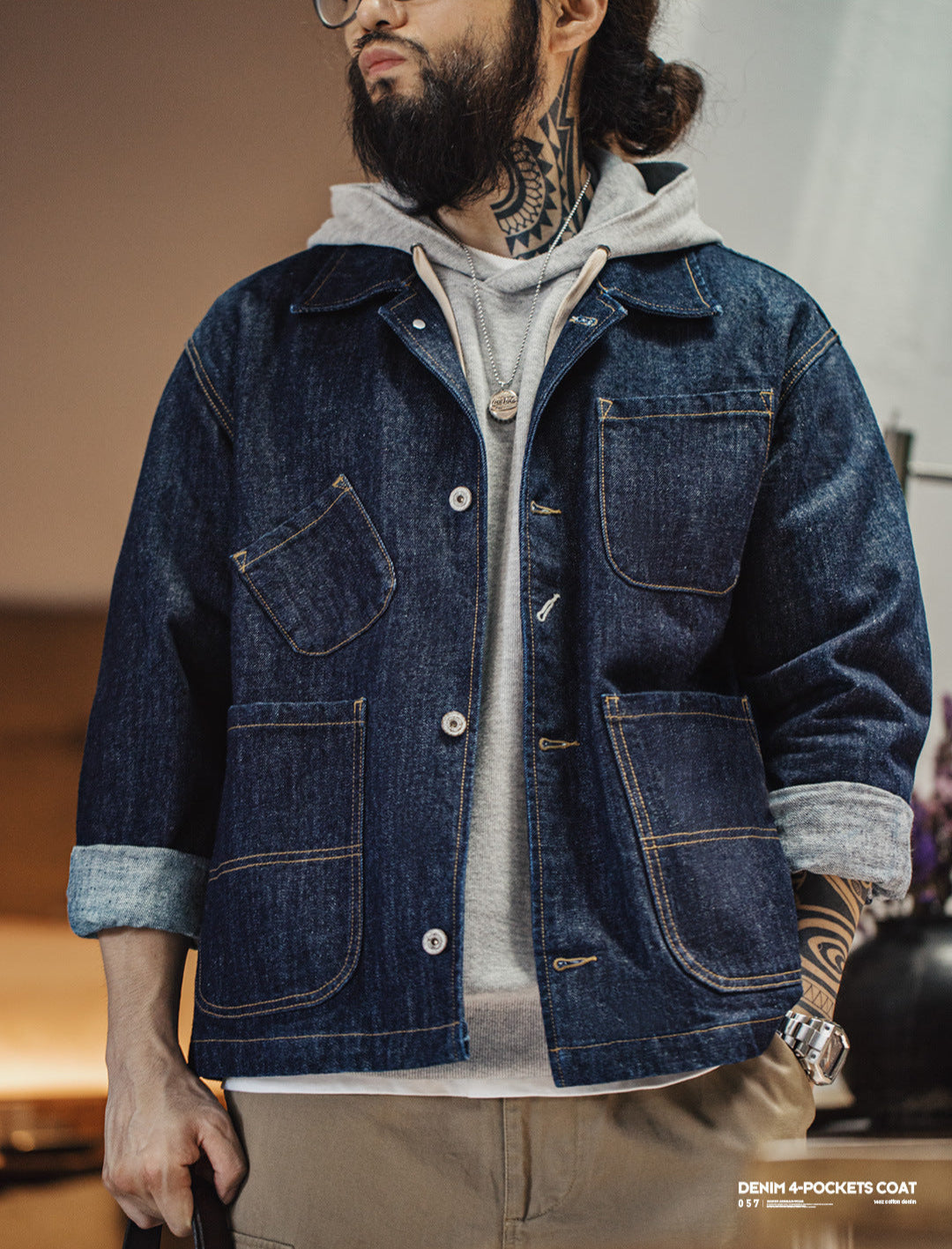 ABRIGO DE DENIM Traff CON 4 BOLSILLOS