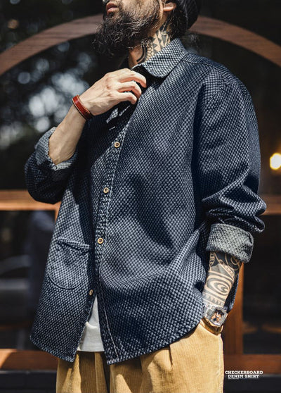 CAMISA DE DENIM CUADROS Traff