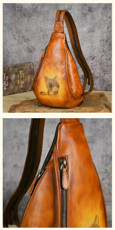 Traff UrbanNomad Mochila de Pecho de Cuero Verdadero