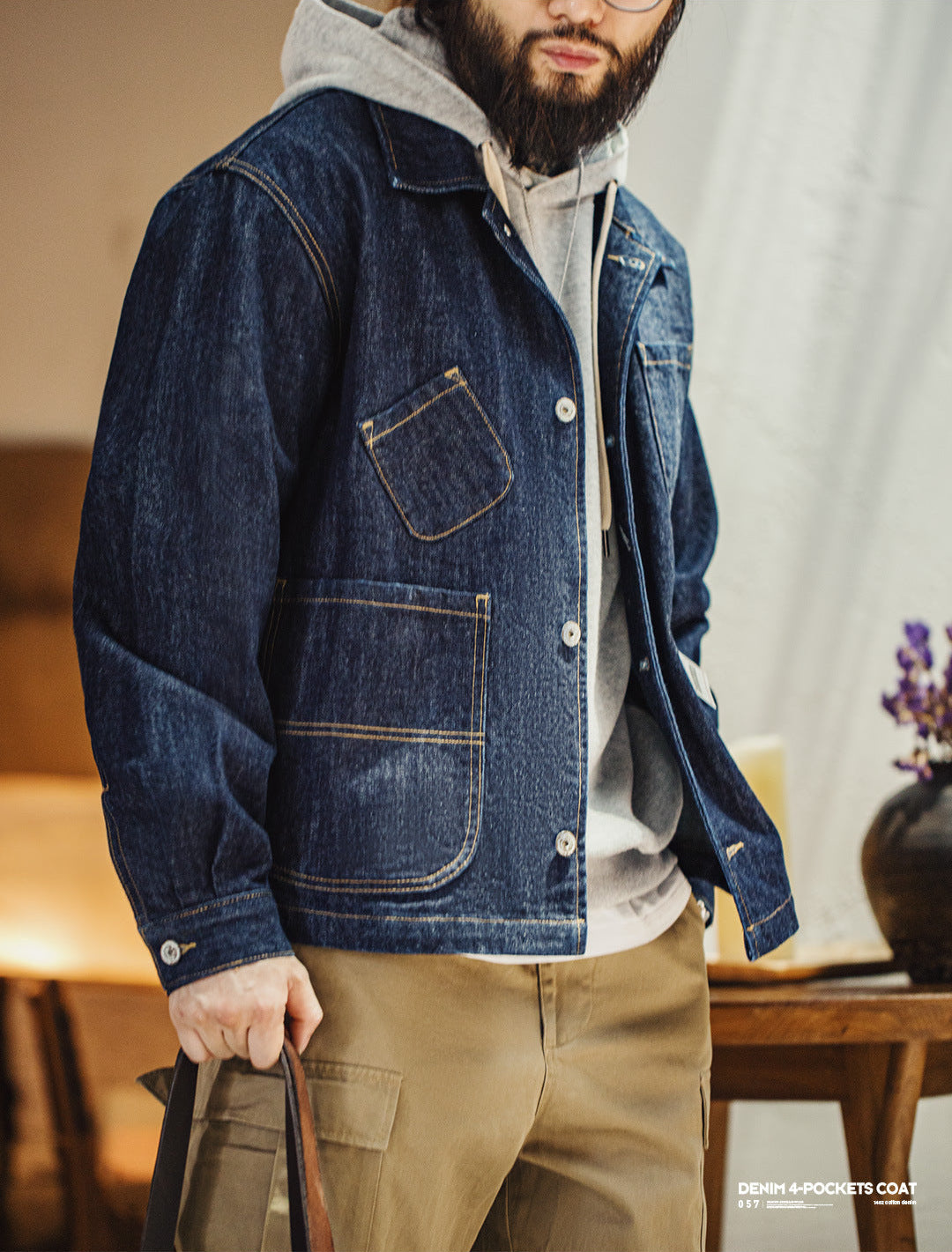 ABRIGO DE DENIM Traff CON 4 BOLSILLOS