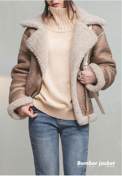 Chaqueta de Cuero Imitación de Piel de Cordero Traff