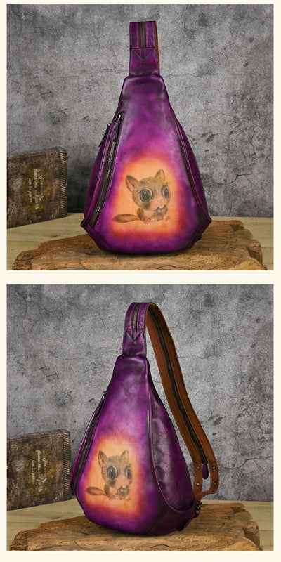Traff UrbanNomad Mochila de Pecho de Cuero Verdadero