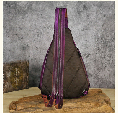 Traff UrbanNomad Mochila de Pecho de Cuero Verdadero