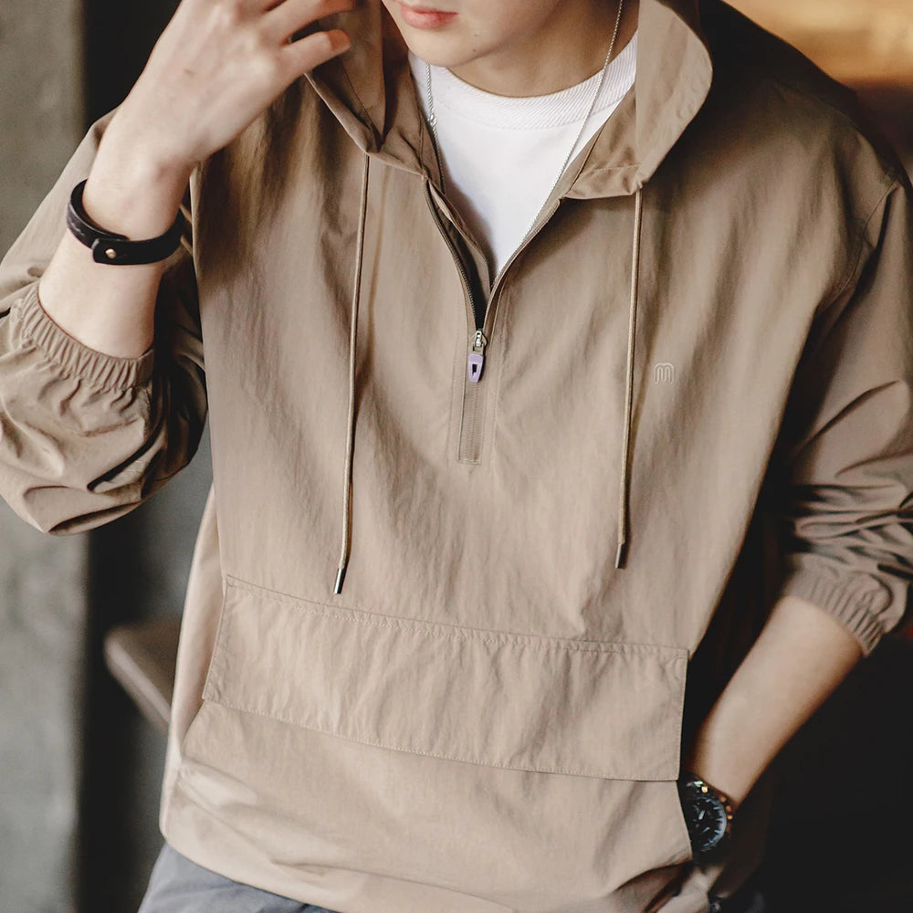 Maden New Mountain Style Outdoor Half-zip Hooded Jacket Sweatshirt Sports Style And Loose Casual Pullover for Men's Spring