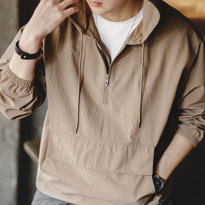 Maden New Mountain Style Outdoor Half-zip Hooded Jacket Sweatshirt Sports Style And Loose Casual Pullover for Men's Spring
