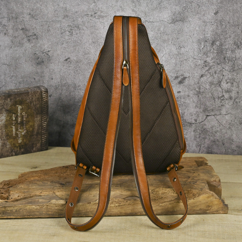 Traff UrbanNomad Mochila de Pecho de Cuero Verdadero