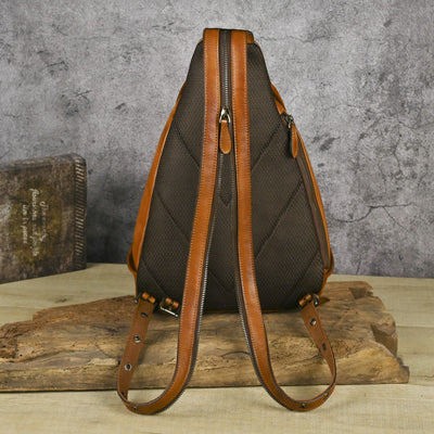 Traff UrbanNomad Mochila de Pecho de Cuero Verdadero