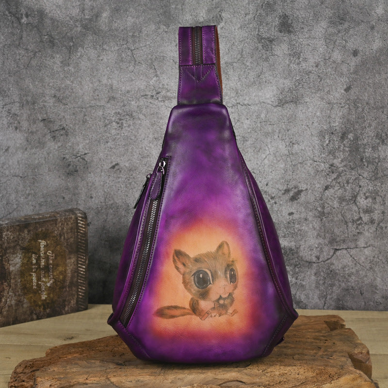 Traff UrbanNomad Mochila de Pecho de Cuero Verdadero