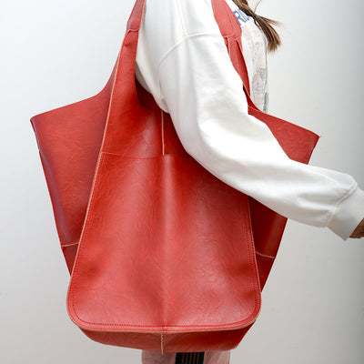 Bolso Tote Portátil de Cuero Suave y Grande