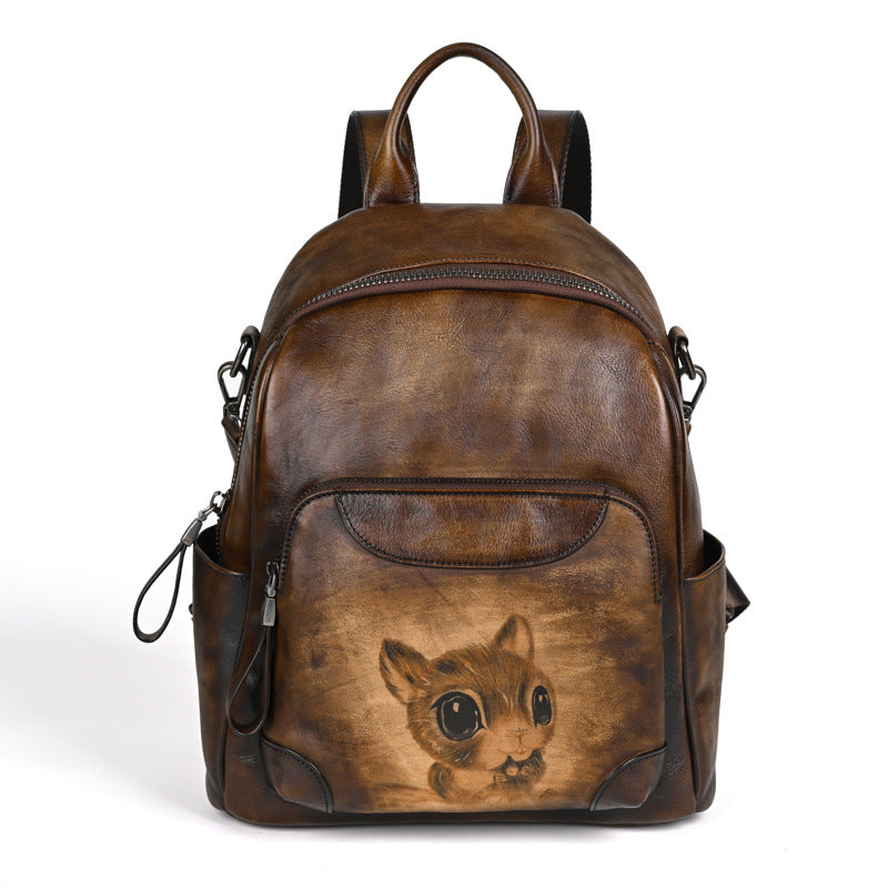 Mochila de Cuero Retro Twin Traff