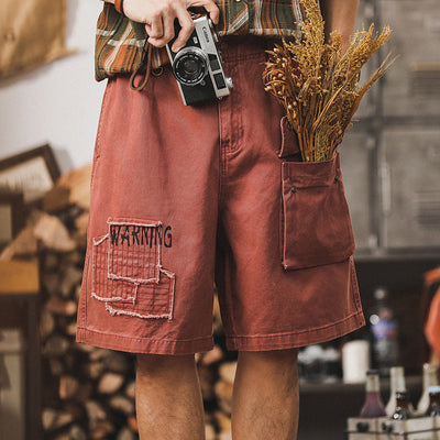 Traff Pantalones Cortos Retro Patchwork Ladrillo
