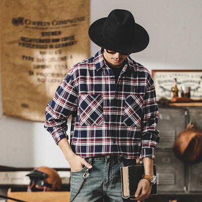 Traff Camisa de Cuadros Azul Real
