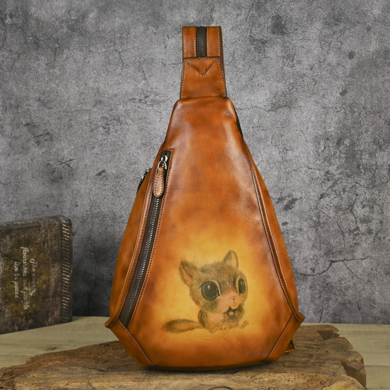Traff UrbanNomad Mochila de Pecho de Cuero Verdadero