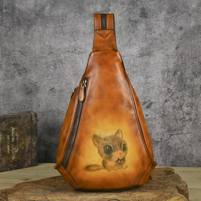 Traff UrbanNomad Mochila de Pecho de Cuero Verdadero